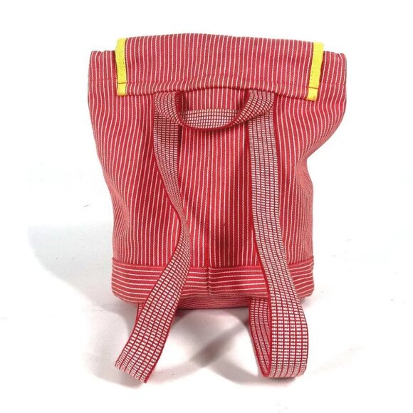 HERMES Sheval Horse Stripe Caval backpack kids bag Backpack Canvas Red/yellow - Picture 3 of 13